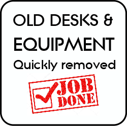 Old desks and equipment quickly removed.